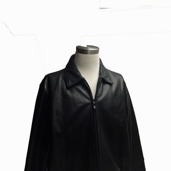 Perry Ellis PORTFOLIO Black Soft‎ Leather Fully Lined 3/4 Coat - Picture 6 of 7